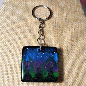 Hand Painted Resin Northern Lights Bag purse Tote Charm